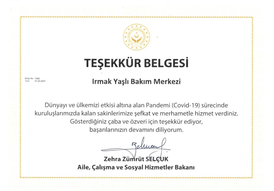 Teşekkür Belgesi